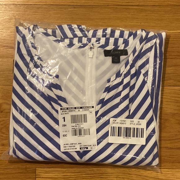 NWT J. Crew V-Neck Jumpsuit in Striped Cotton Poplin - Picture 5 of 5